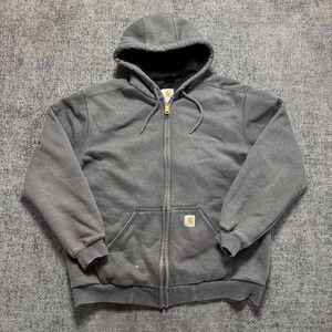 Carhartt Full Zip Hoodie Mens L Gray Thermal Lined Rain Defender Workwear JAKE